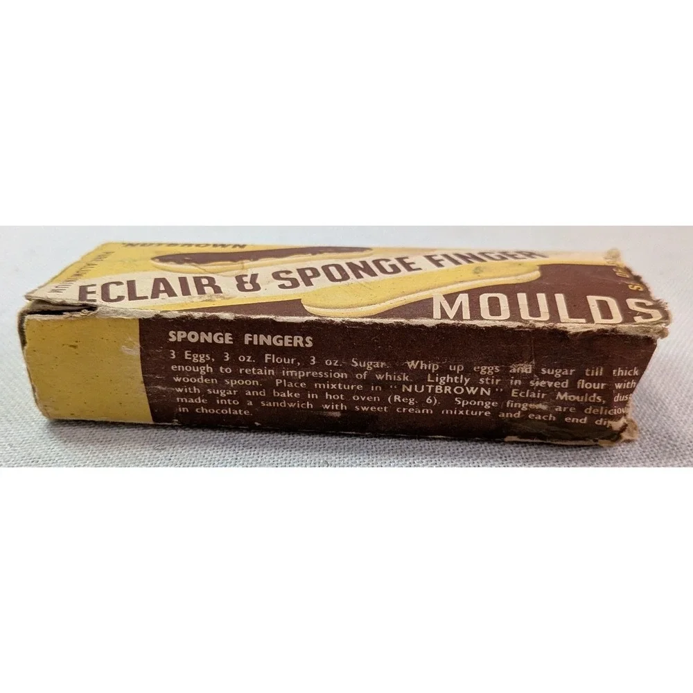 Nutbrown Eclair Sponge Finger Moulds Set of 6 Silver Vintage England Aluminium